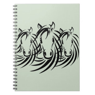 Cuaderno Cabezas de caballo negro sobre verde