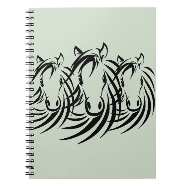 Cuaderno Cabezas de caballo negro sobre verde (Frente)
