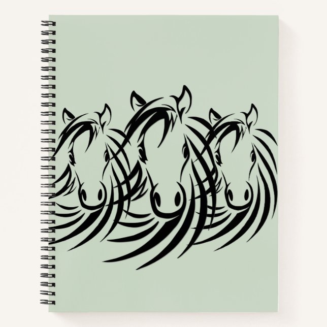 Cuaderno Cabezas de caballo negro sobre verde (Anverso)