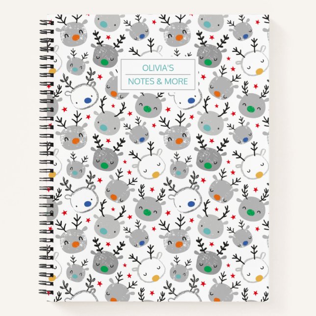 Cuaderno Cabezas de Rudolph con pequeñas estrellas (Anverso)
