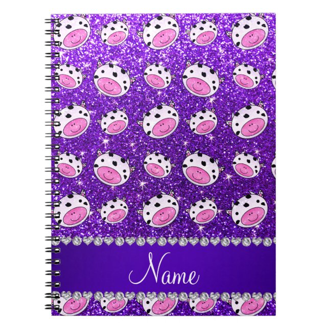 Cuaderno Cabezas púrpuras personalizadas de la vaca del (Frente)
