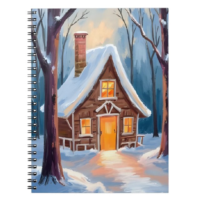 Cuaderno Cabin in the Snowy Winter Woods Christmas (Frente)