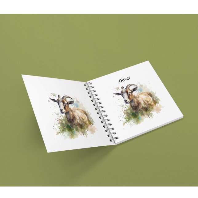 Cuaderno cabra en un personalizable de acuarela de pasto ve (Subido por el creador)