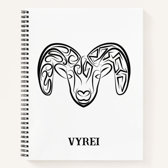 Cuaderno Cabra/oveja tribal negra y blanca (Anverso)