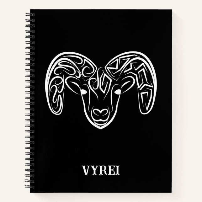 Cuaderno Cabra/oveja tribal negra y blanca (Anverso)