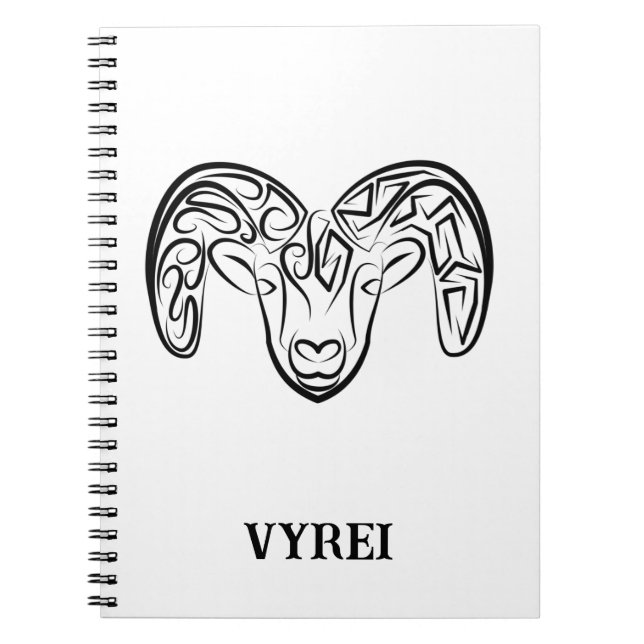 Cuaderno Cabra/oveja tribal negra y blanca (Frente)