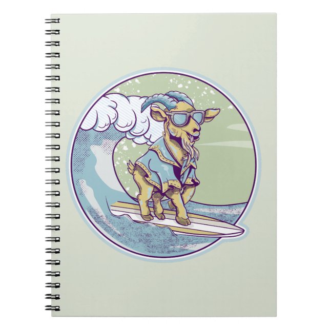Cuaderno cabra personalizado en una tabla de surf (Frente)