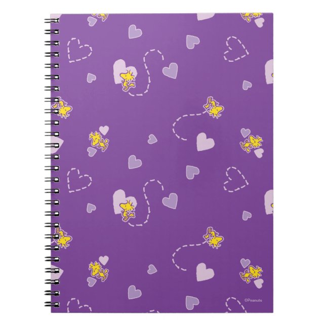 Cuaderno Cacahuetes | Patrón cardíaco púrpura de Woodstock (Frente)