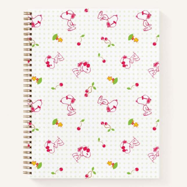 Cuaderno Cacahuetes | Patrón de cerezo Snoopy y Woodstock (Anverso)