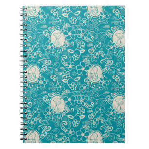 Cuaderno Cacahuetes Patrón de playa tropical Verde azulad