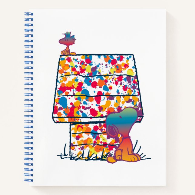 Cuaderno Cacahuetes | Pintura arcoiris de Snoopy y Woodstoc (Anverso)
