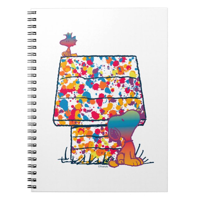 Cuaderno Cacahuetes | Pintura arcoiris de Snoopy y Woodstoc (Frente)