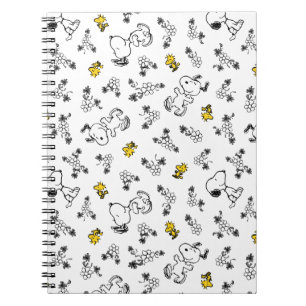 Cuaderno Cacahuetes   Snoopy & Woodstock Patrón de flores B