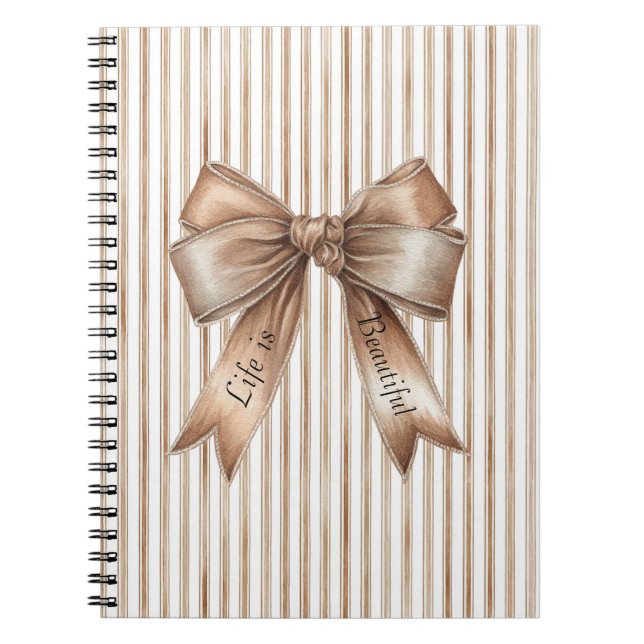 Cuaderno Cacao Lazo Marrón Crema Rayas (Frente)
