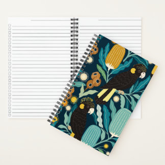 Cuaderno Cacatúa Negra Australiana y Flora Nativa Banksia