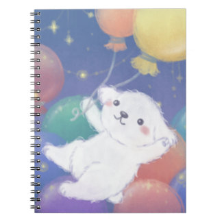 Cuaderno Cachorro Adorable con Globos y Estrellas