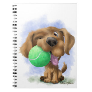 Cuaderno Cachorro Adorable Con Pelota De Tenis caricatura