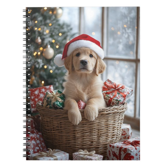 Cuaderno Cachorro adorable con Sombrero de Santa (Frente)