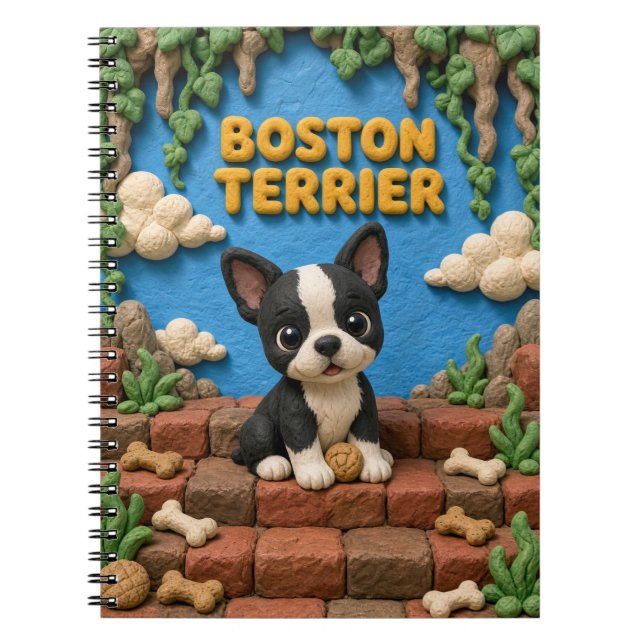 Cuaderno Cachorro adorable de Boston Terrier, perro bebé (Frente)