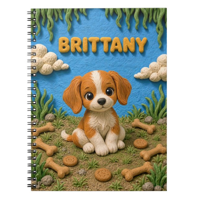 Cuaderno Cachorro adorable de raza Brittany Spaniel, perro  (Frente)
