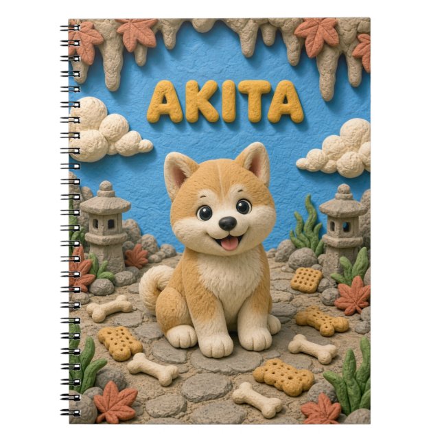 Cuaderno Cachorro Akita Adorable, Bebé Perro (Frente)