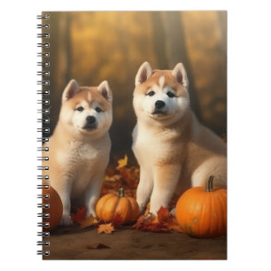 Cuaderno Cachorro Akita Otoño Delicia Calabaza