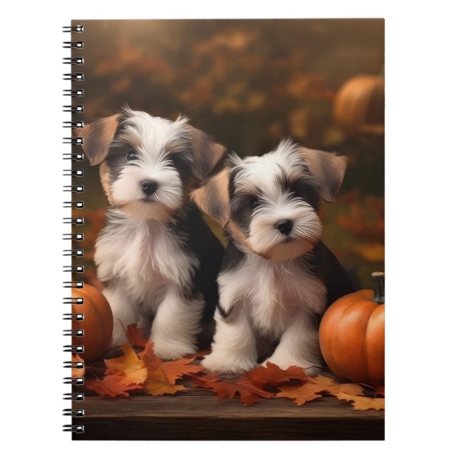 Cuaderno Cachorro Biewer Terrier Otoño Delicia Calabaza (Frente)
