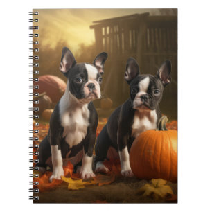 Cuaderno Cachorro Boston Terrier Delicia de Otoño Calabaza