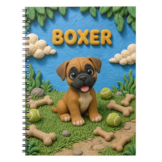 Cuaderno Cachorro Bóxer Adorable, Bebé Perro (Frente)