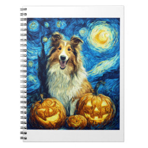 Cuaderno Cachorro Collie Áspero Lindo Calabaza de Halloween
