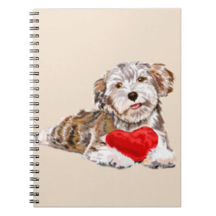 Cuaderno Cachorro con regalo de corazón para su portátil