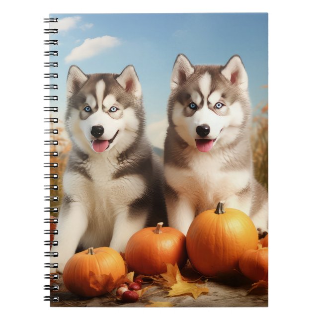 Cuaderno Cachorro de Alaskan Malamute Delicia de Otoño Cala (Frente)