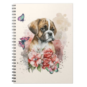Cuaderno Cachorro de boxeo en flores