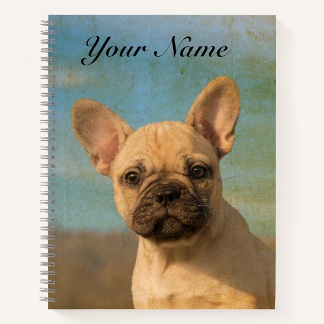Cuaderno Cachorro de Bulldog francés - Cabeza de perro dive (Anverso)