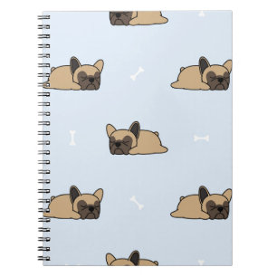 Cuaderno Cachorro de bulldog francés, lindo patrón de sueño