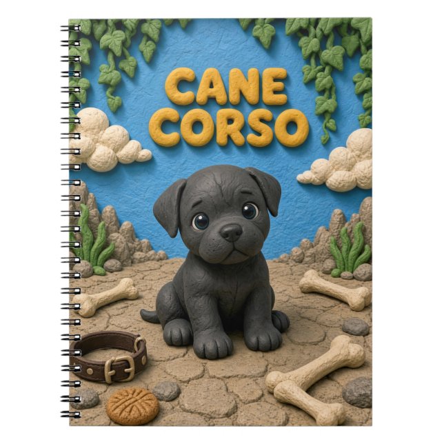 Cuaderno Cachorro de Cane Corso Adorable, Perrito Bebé (Frente)