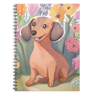 Cuaderno Cachorro de Dachshund Perro de Acuarela Mascota