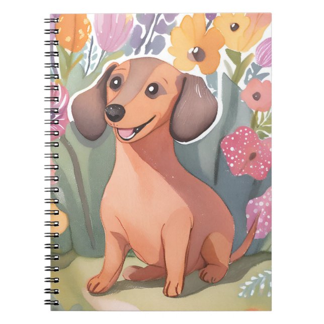 Cuaderno Cachorro de Dachshund | Perro de Acuarela Mascota (Frente)