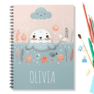 Cuaderno Cachorro de foca caprichoso y lindo en el mar