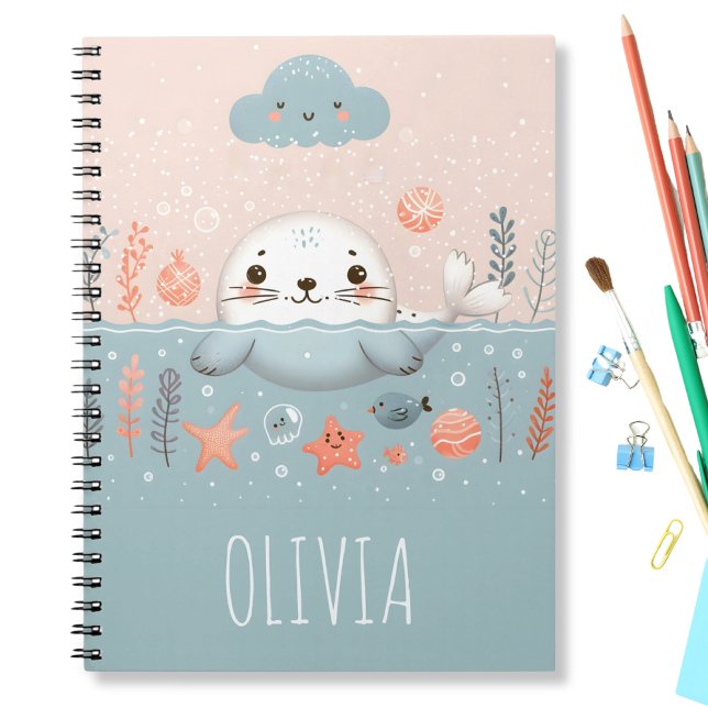 Cuaderno Cachorro de foca caprichoso y lindo en el mar (Subido por el creador)