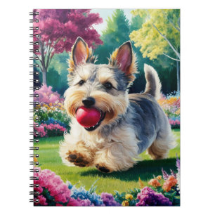 Cuaderno Cachorro de Fox Terrier persiguiendo una cometa en