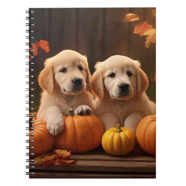 Cuaderno Cachorro de Golden Retriever Delicia de Otoño Cala (Frente)