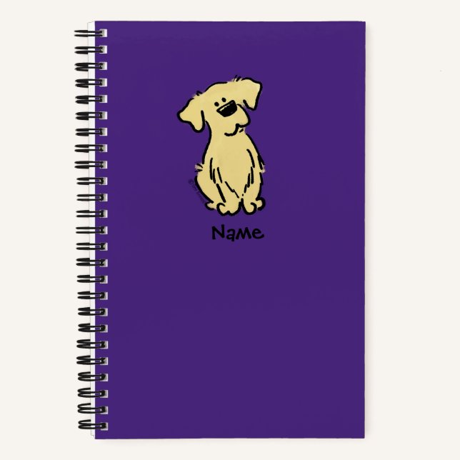 Cuaderno Cachorro de Golden Retriever - Púrpura - (Anverso)