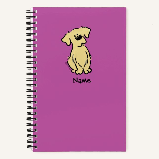 Cuaderno Cachorro de Golden Retriever - Rosa - (Anverso)