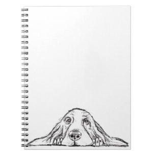 Cuaderno cachorro de ojos simples negro y blanco de basset
