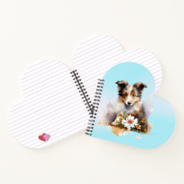 Cuaderno Cachorro de oveja Shetland Mascota Acuarela Flor