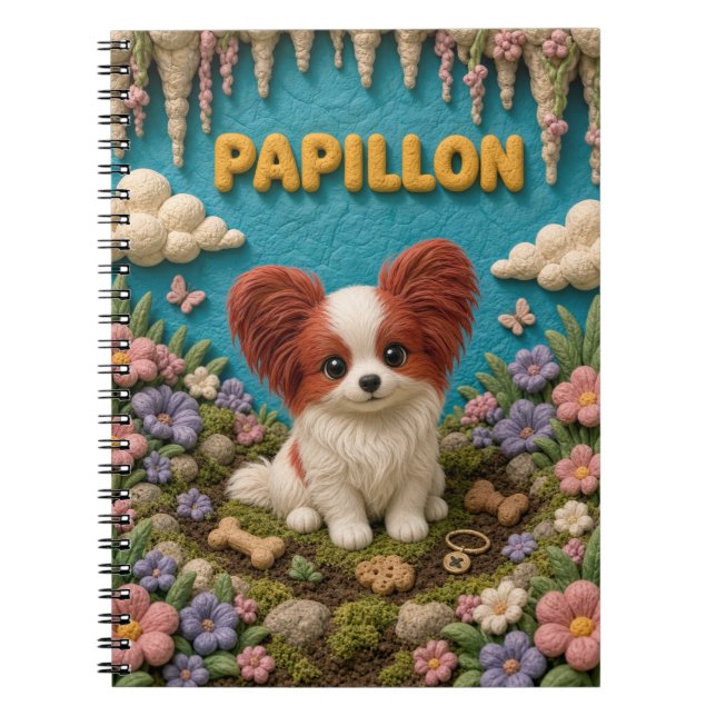 Cuaderno Cachorro de Papillon Adorable, Perro Bebé (Frente)
