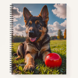 Cuaderno Cachorro de Pastor Alemán con un Juguete