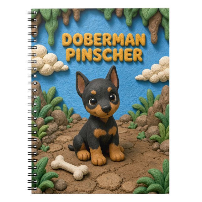 Cuaderno Cachorro de Pinscher Doberman Adorable, Perrito (Frente)