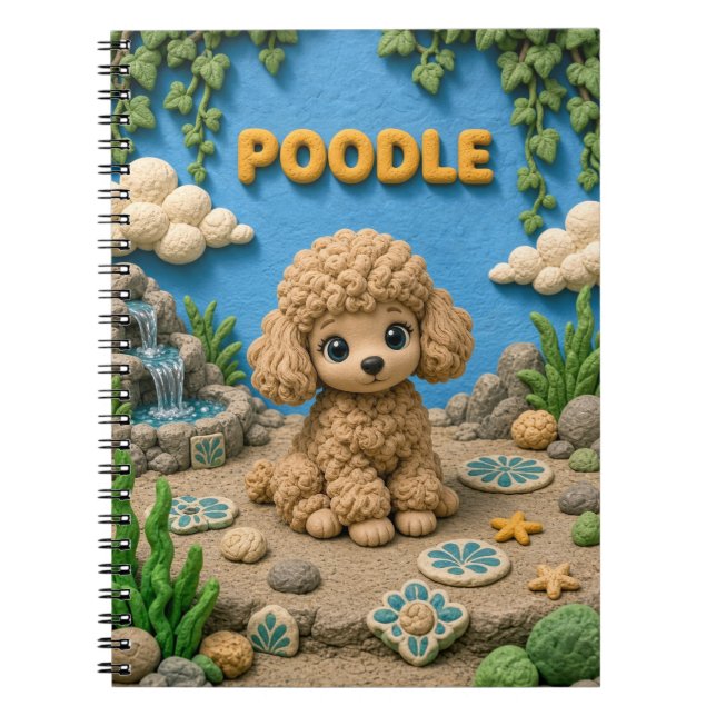 Cuaderno Cachorro de Poodle Adorable, Perro Bebé (Frente)